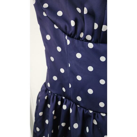 Self-Portrait Polka Dot Satin Midi Dress Sz 0 - Picture 8 of 11